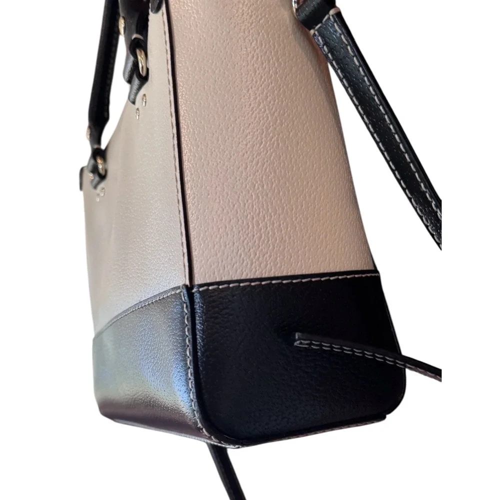 Kate Spade New York Shoulder Strap Black Cream Leather Bag Satchel Red Interior‎